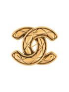Chanel Vintage Matelassé-effect Cc Brooch - Gold