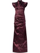 Nicole Miller Wrinkled Gown, Women's, Size: 6, Red, Polyester/metal/nylon/spandex/elastane