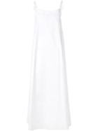Adam Lippes Spaghetti Strap Trapeze Dress, Women's, Size: Small, White, Cotton