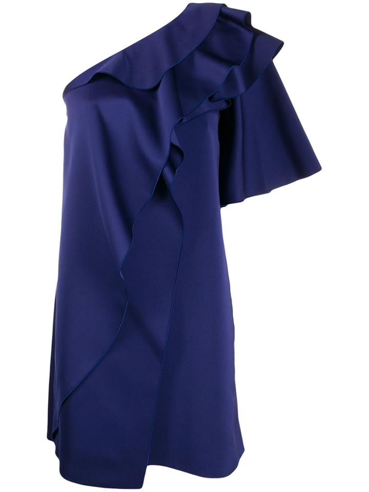 Paule Ka Ruffled One-shoulder Dress - Blue