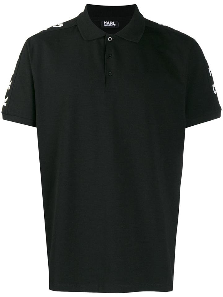Karl Lagerfeld Logo Print Polo Shirt - Black