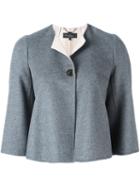 Salvatore Ferragamo Cropped Jacket, Women's, Size: 42, Grey, Silk/acetate/wool/virgin Wool
