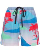 Double Rainbouu Moon Safari Night Swim Shorts - Multicolour