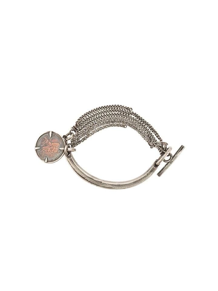 Ann Demeulemeester Solid Staff And Chain Bracelet - Silver