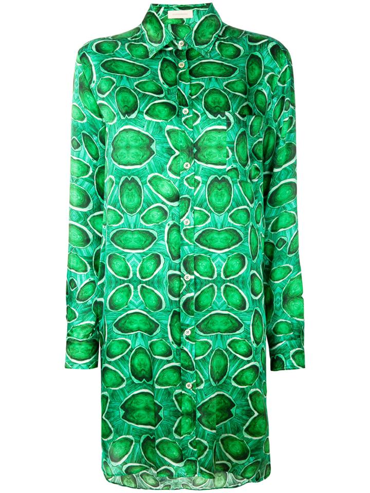 Wunderkind Printed Shirt Dress - Green