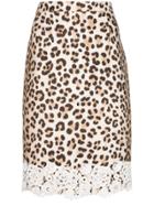 Blumarine Leopard Print Pencil Skirt - Nude & Neutrals