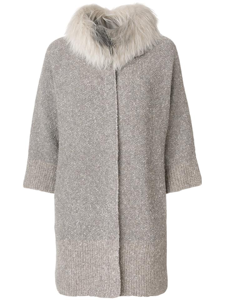 Fabiana Filippi Fur Trim Cardi-coat - Nude & Neutrals