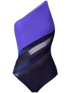 La Perla Diagonal Touch Swimsuit, Women's, Size: 34b, Blue, Nylon/spandex/elastane