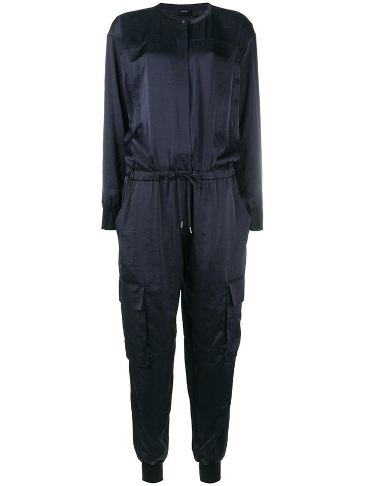 Theory Drawstring Waist Jumpsuit - Blue