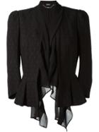 Alexander Mcqueen Ruffled Peplum Jacket, Women's, Size: 40, Black, Silk/viscose/polyester