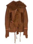 Bed J.w. Ford Shearling Trimmed Suede Leather Jacket - Brown