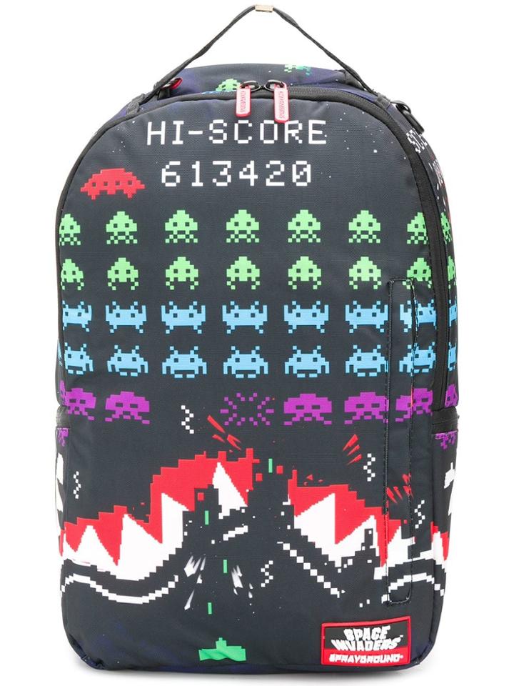Sprayground Space Invaders Print Backpack - Black