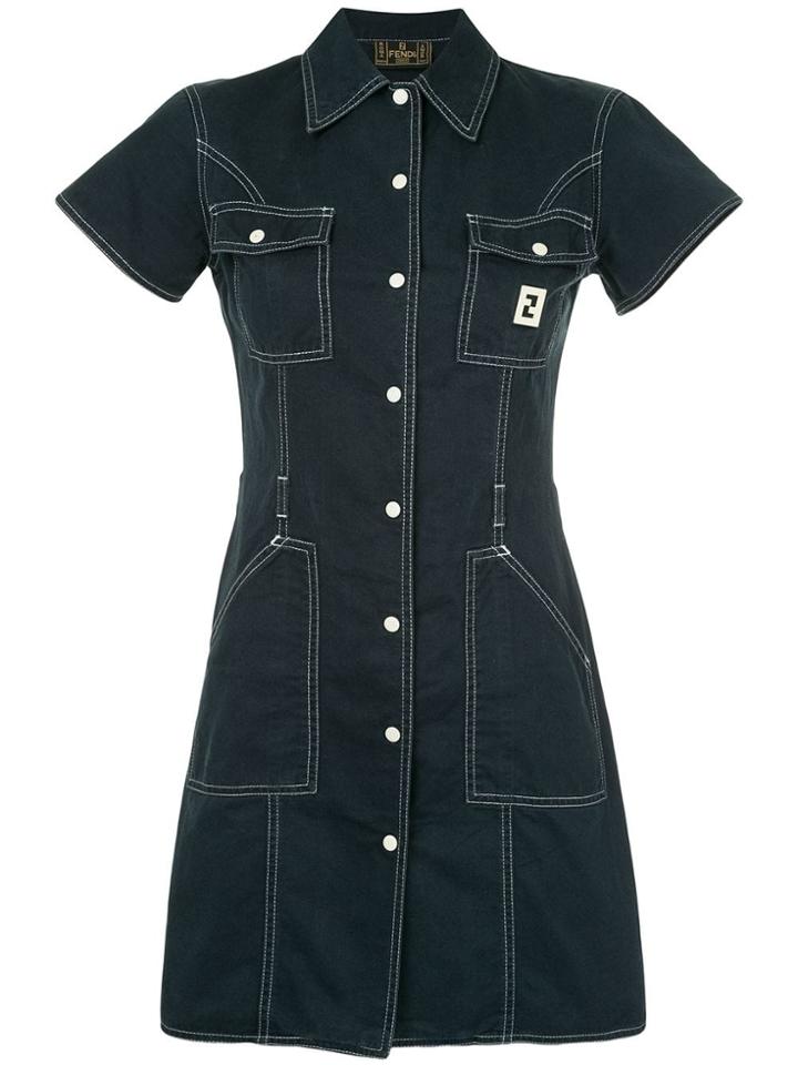 Fendi Vintage Short Sleeve One-piece Dress - Blue
