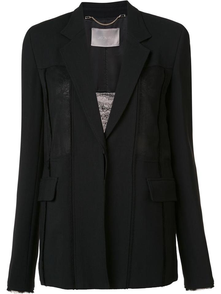 Jason Wu Lace Panel Blazer, Women's, Size: 4, Black, Viscose
