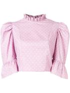 Batsheva Cropped Floral Print Blouse - Pink