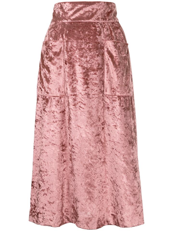 Cityshop Velvet Pocket Skirt - Red