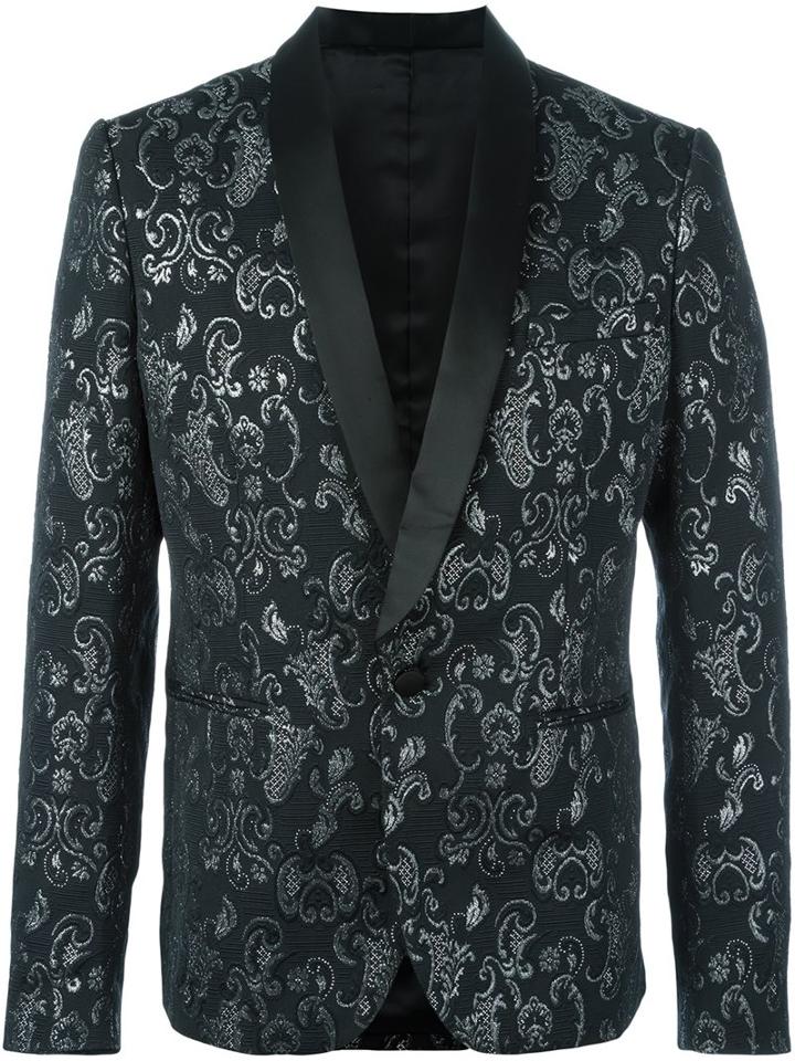 Christian Pellizzari Jacquard Blazer, Men's, Size: 52, Black, Acrylic/polyamide/polyester/wool
