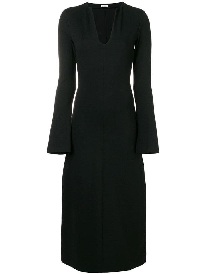 Toteme Longsleeved Slit Neck Dress - Black
