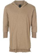 Thom Krom Cropped Sleeves Hoodie - Brown
