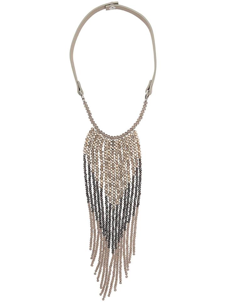 Peserico Fringe Beaded Necklace - Neutrals