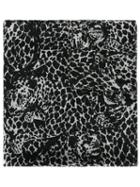 Saint Laurent Animalier Printed Scarf, Women's, Black, Wool