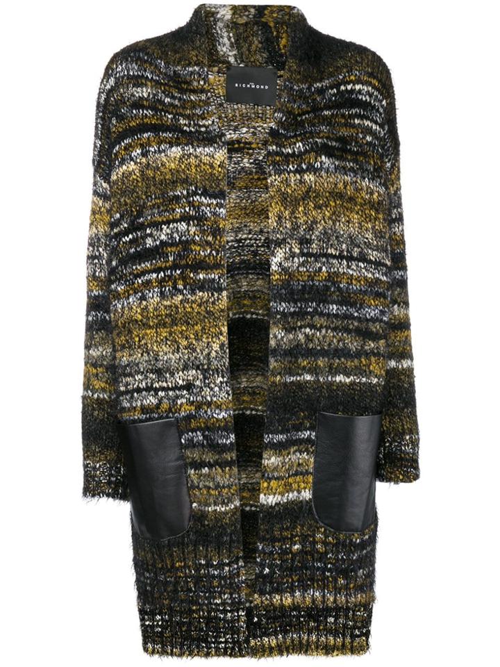 John Richmond Chunky Knit Striped Cardigan - Black