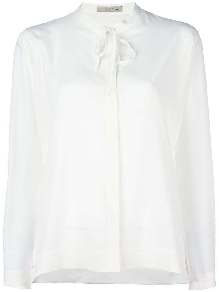 Etro Collarless Shirt, Women's, Size: 40, White, Silk