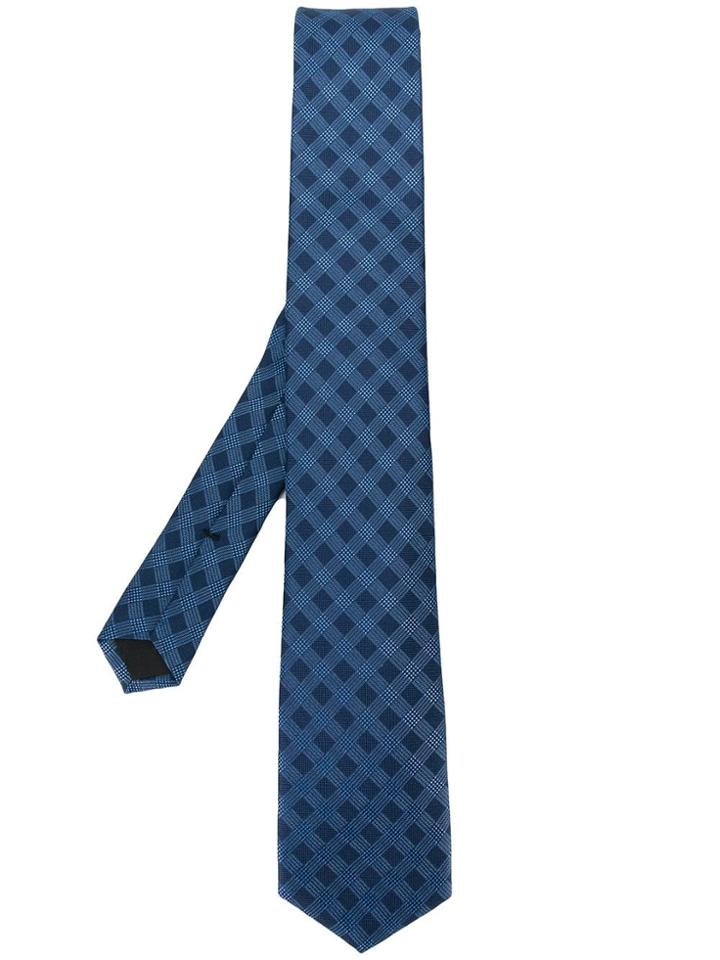 Boss Hugo Boss Check Print Tie - Blue