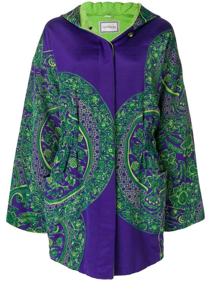 Versace Pre-owned Floral Padded Hooded Coat - Purple
