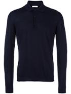 Boglioli Long Sleeve Polo Shirt, Men's, Size: Large, Blue, Virgin Wool