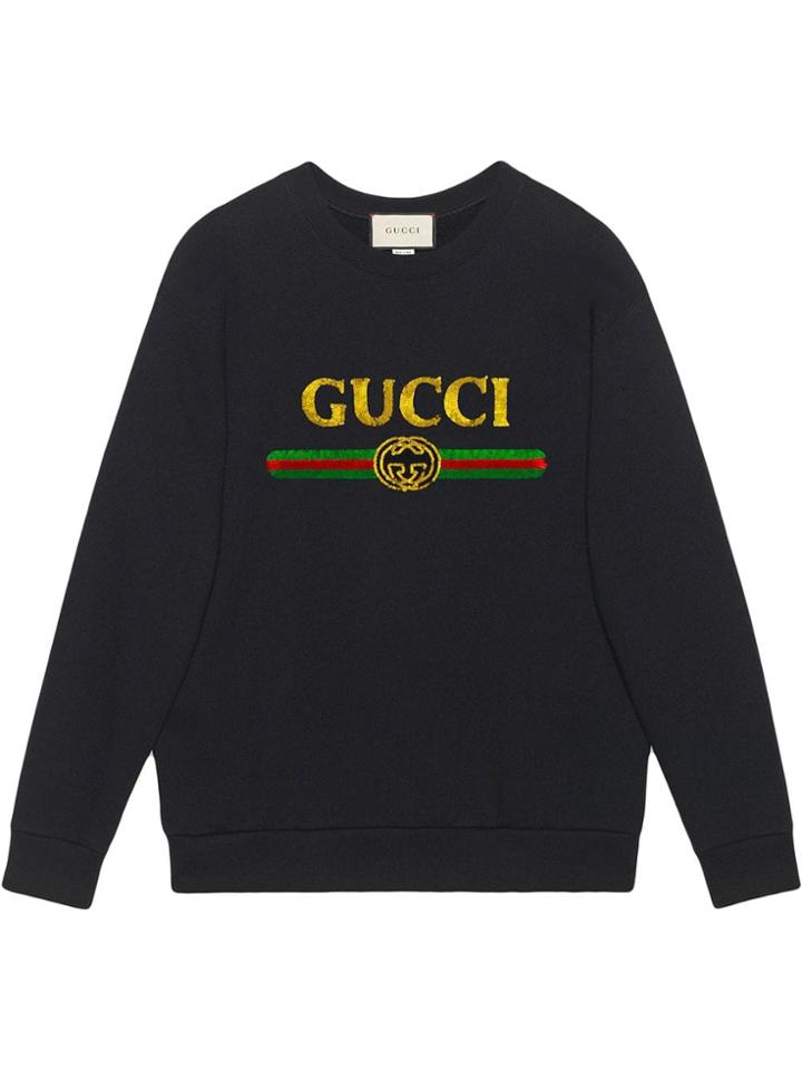 Gucci Oversize Sweatshirt With Gucci Logo - Black