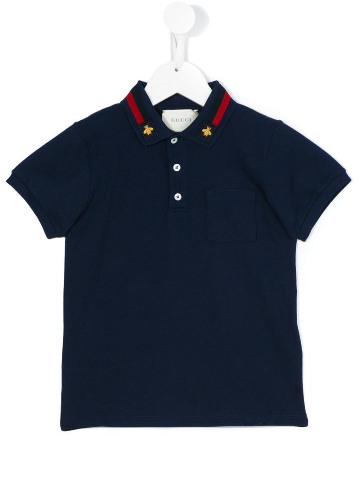 Gucci Kids - Gg Web Bee Polo Shirt - Kids - Cotton/spandex/elastane - 4 Yrs, Toddler Boy's, Blue