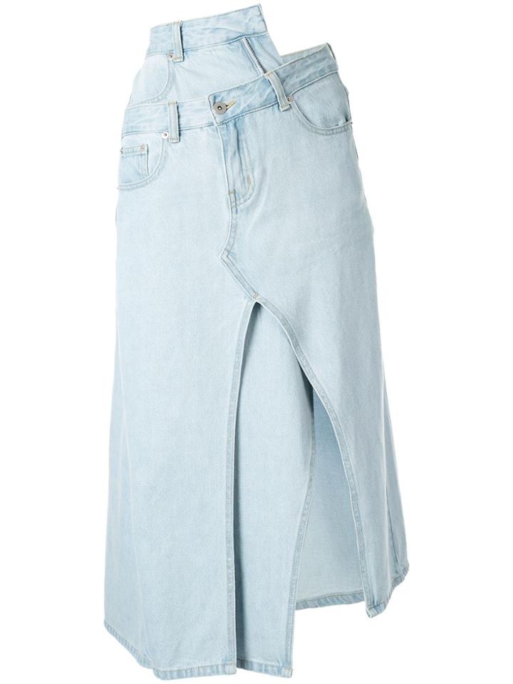 Ground Zero Asymmetric Denim Skirt - Blue