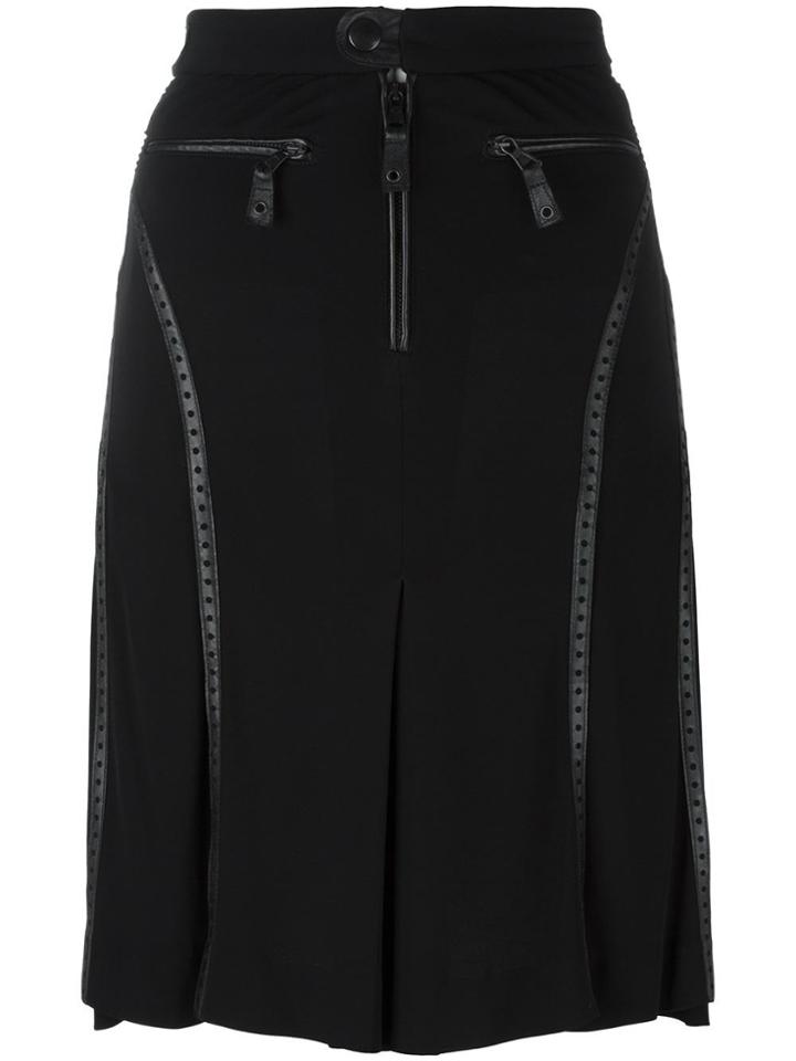 Jean Paul Gaultier Vintage Perforated Leather Effect Trim Skirt -