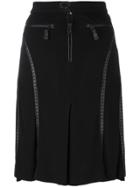 Jean Paul Gaultier Vintage Perforated Leather Effect Trim Skirt -