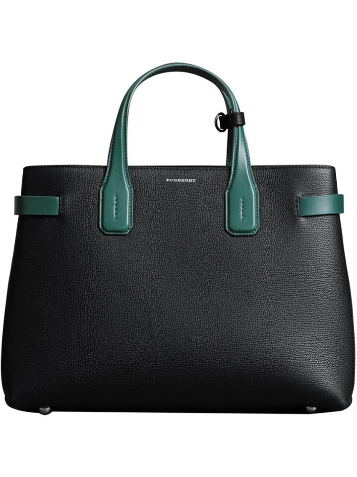 Burberry The Medium Banner In Two-tone Leather - Black