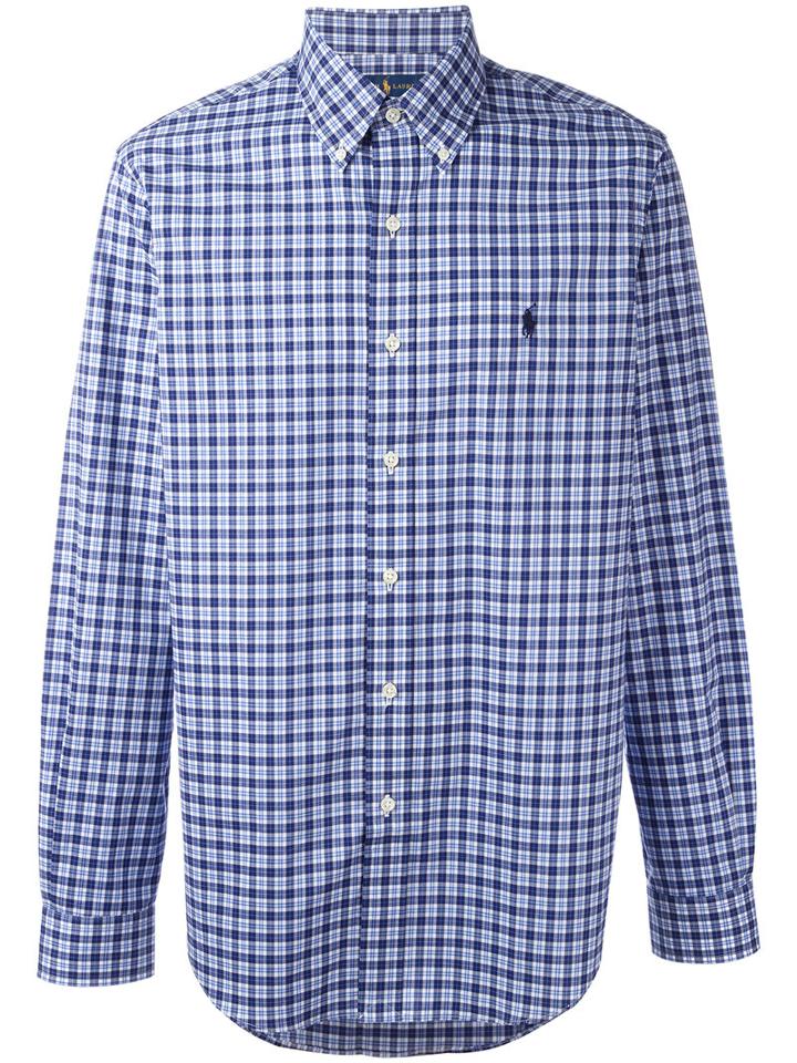 Polo Ralph Lauren Checked Logo Shirt, Men's, Size: Xl, Blue, Cotton