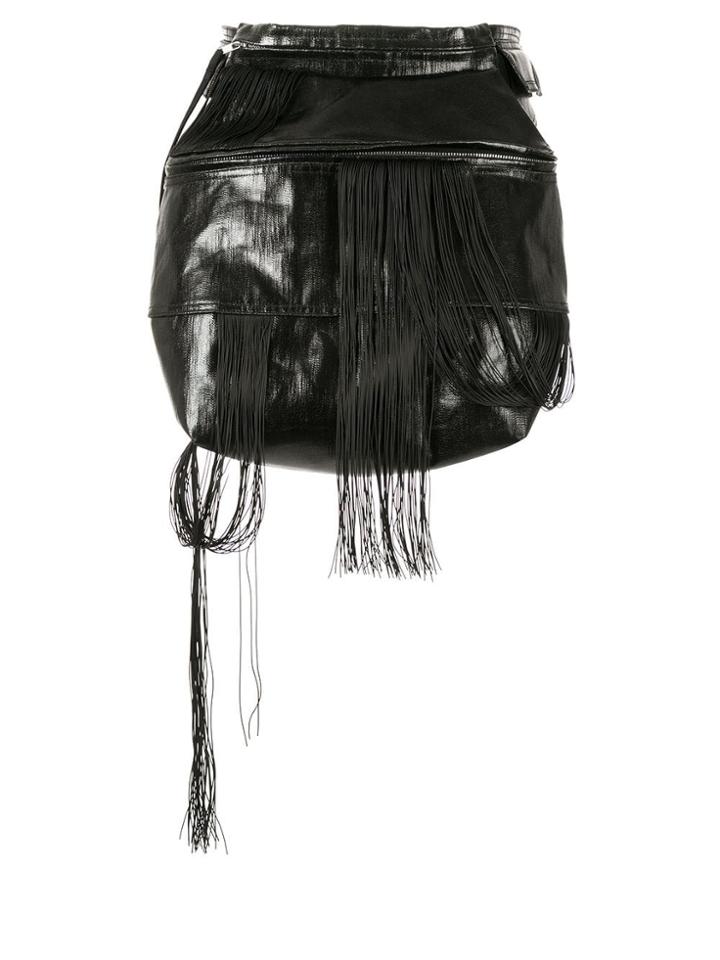 Rick Owens Oversized Fringed Belt Bag - Black
