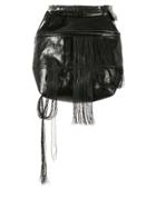 Rick Owens Oversized Fringed Belt Bag - Black