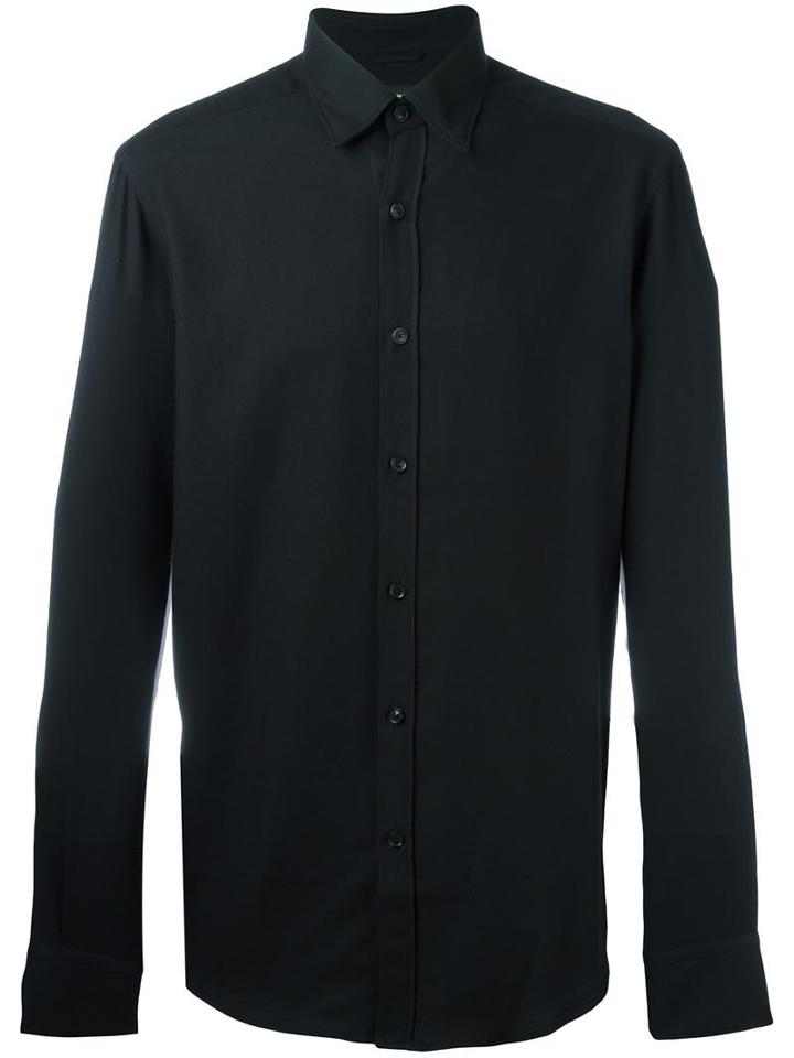 Ermenegildo Zegna Classic Shirt, Men's, Size: Small, Black, Cotton/cashmere