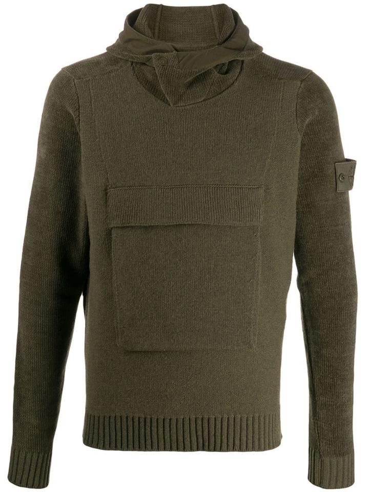 Stone Island Knitted Compass Badge Hoodie - Green