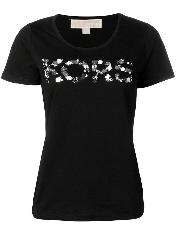 Michael Michael Kors Flower Appliqué T-shirt - Black
