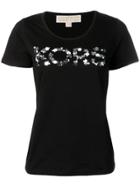 Michael Michael Kors Flower Appliqué T-shirt - Black