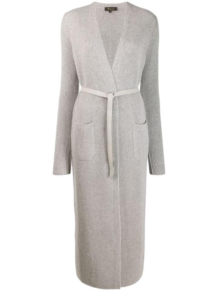 Loro Piana Long Belted Cardigan - Grey