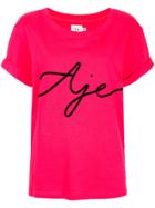 Aje Ribbon Logo T-shirt - Pink & Purple