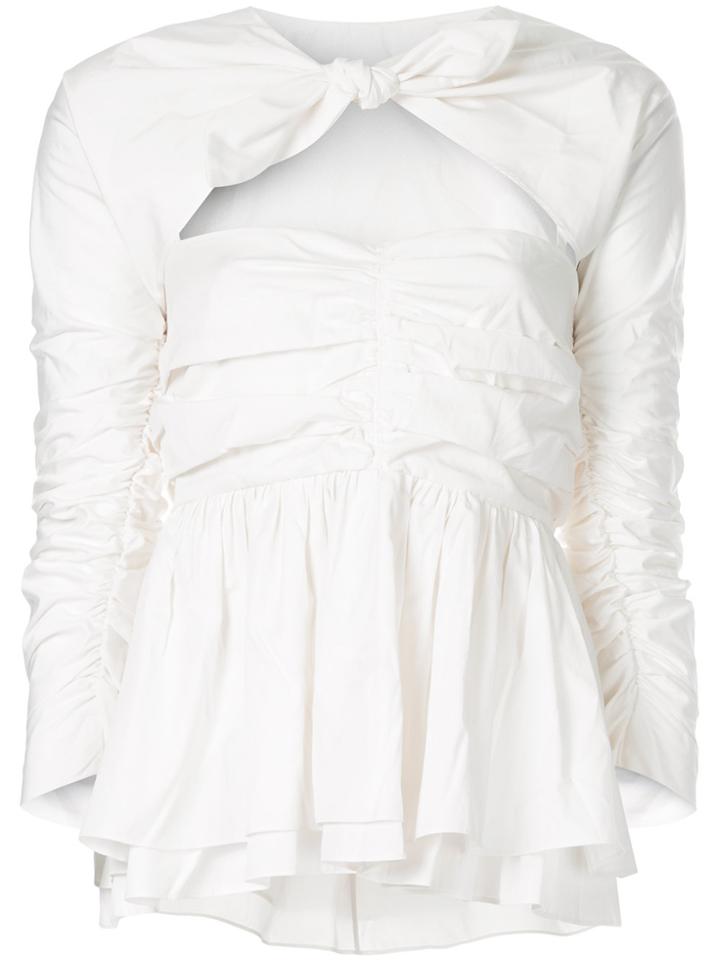 Isa Arfen Tie Detail Ruched Blouse - White