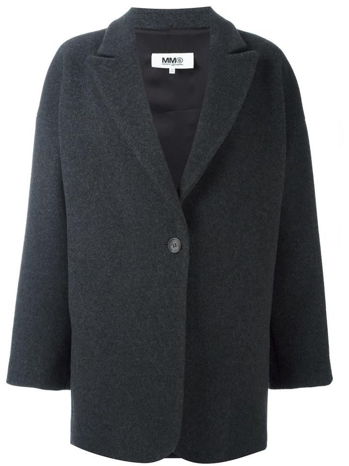 Mm6 Maison Margiela Single-button Coat, Women's, Size: 42, Grey, Viscose/wool/polyester