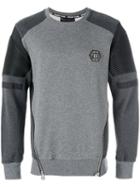 Philipp Plein - Zipper Biker Patch Sweatshirt - Men - Cotton/polyester/polyurethane - L, Grey, Cotton/polyester/polyurethane