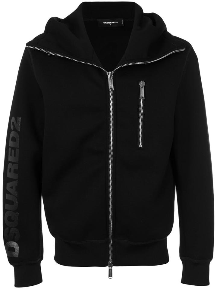 Dsquared2 - Logo Zipped Hoodie - Men - Cotton/polyurethane/viscose - S, Black, Cotton/polyurethane/viscose
