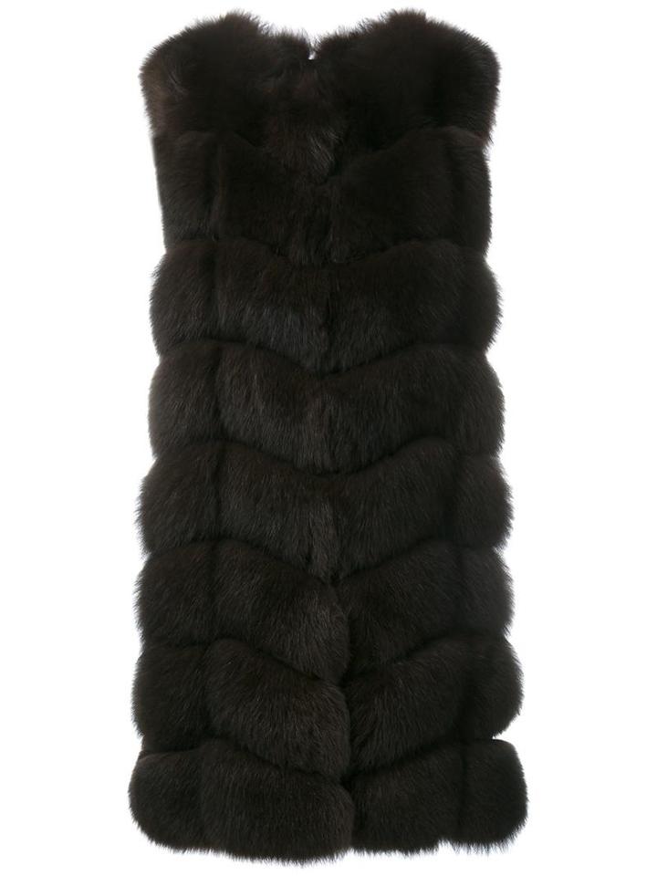 Yves Salomon Fur Gilet, Women's, Size: 38, Brown, Silk/fox Fur/goat Skin